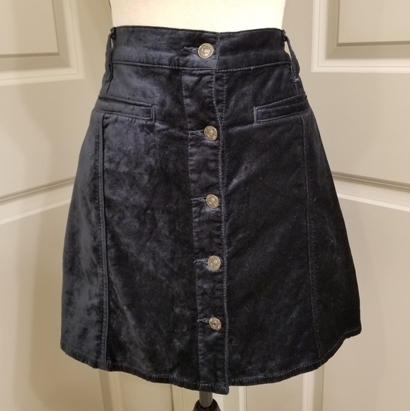 7 For All Mankind Velvet Button Front Mini Skirt - Picture 3 of 10